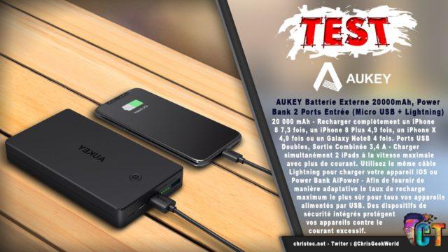 Test de la Batterie externe 20000 mAh de Aukey – 2 Ports Entrée (Micro USB + Lightning)