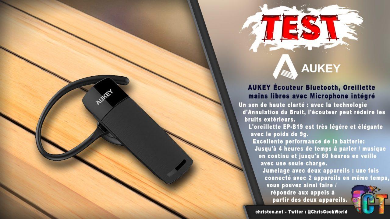 Test Écouteur Bluetooth AUKEY EP-B19, Oreillette mains libres avec Microphone intégré