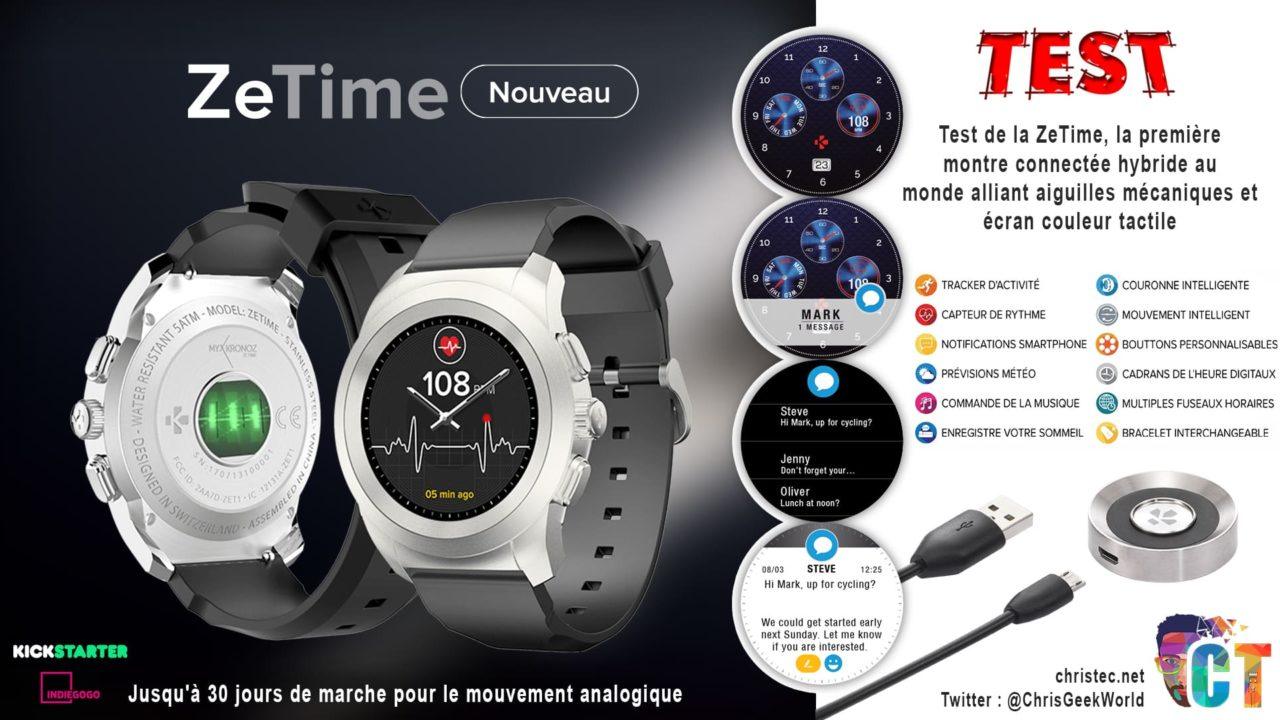 Test de la ZeTime, la première montre connectée hybride au monde alliant aiguilles mécaniques et écran couleur tactile