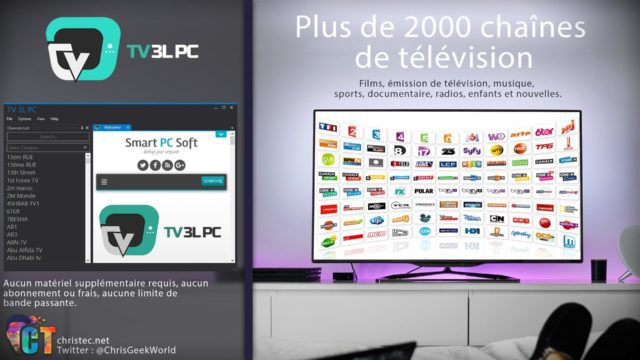Regarder plus de 2000 chaînes de TV avec TV 3L PC, Canal +, Canalsat, Bein Sport