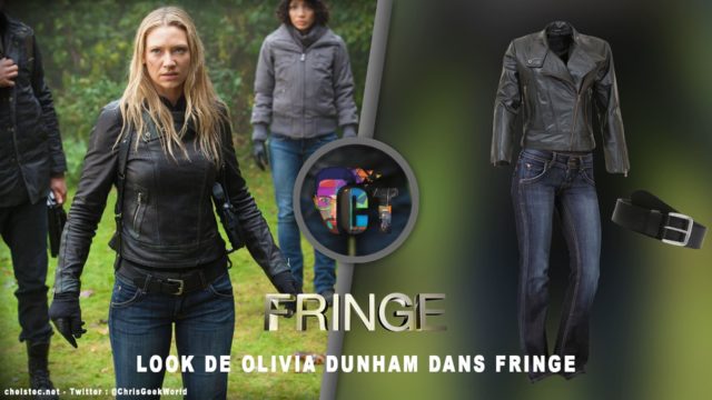 Look de Olivia Dunham dans la série Fringe (Veste en cuir, Jeans, Ceinture)