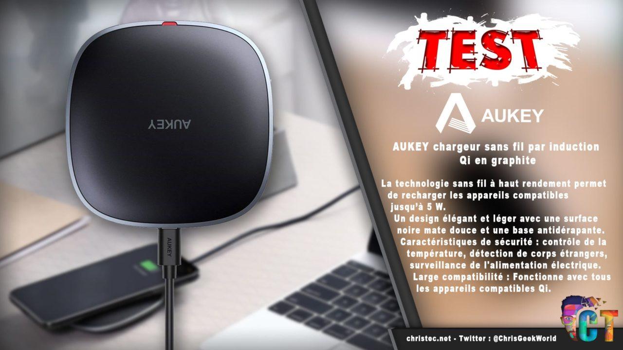 Test du chargeur sans fil par induction compatibles Qi en graphite d’Aukey