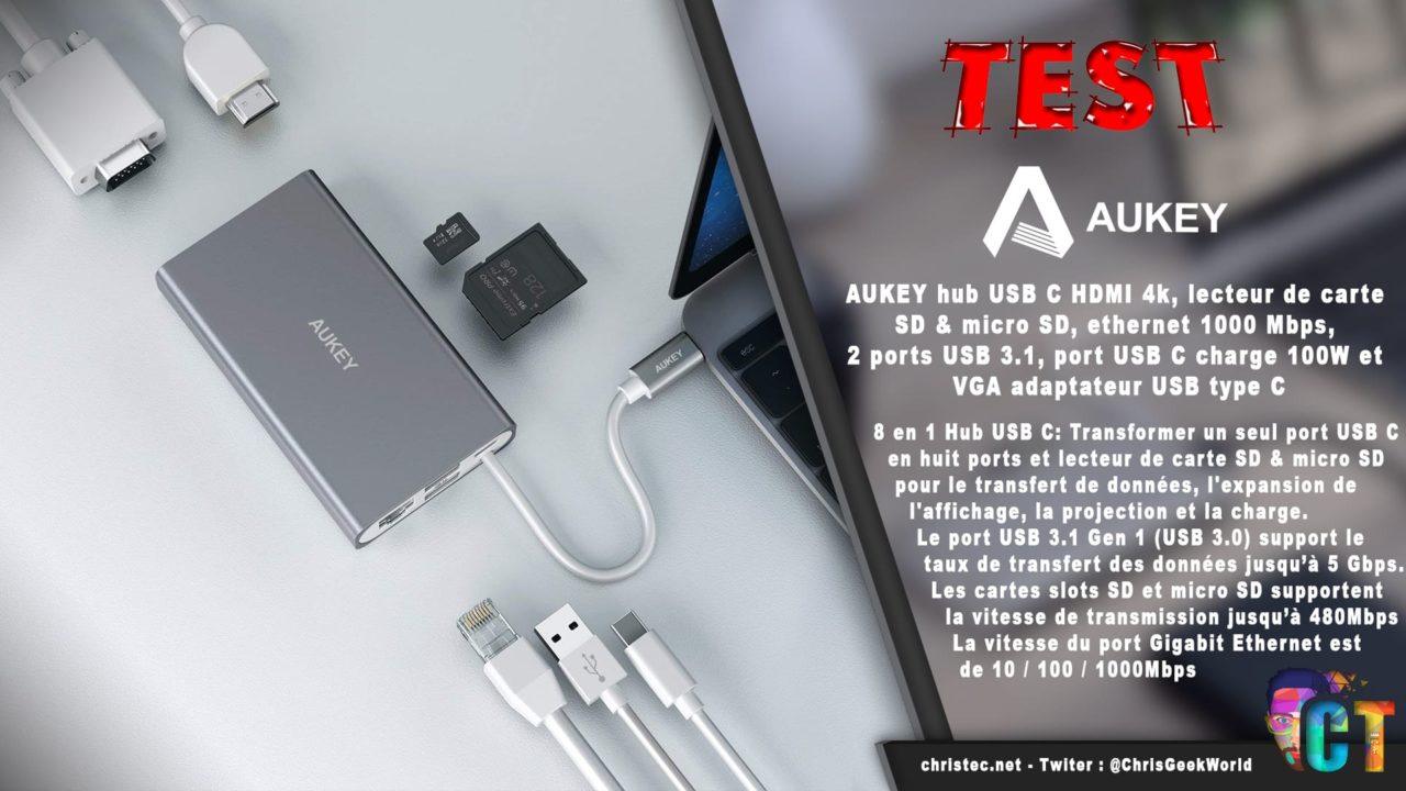 Test du hub CB-C55 adaptateur USB type C multi-port 8 en 1 de Aukey