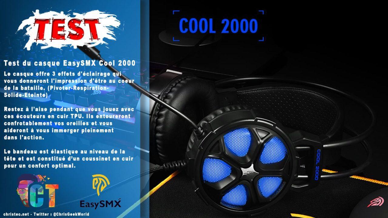 Test du casque pour gamer EasySMX Cool 2000 avec micro anti bruit et 3 effets d’éclairage