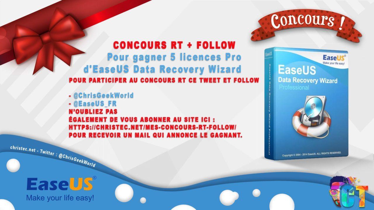 Voici le gagnant du concours twitter (5 licence pro pour EaseUS data recovery wizard)