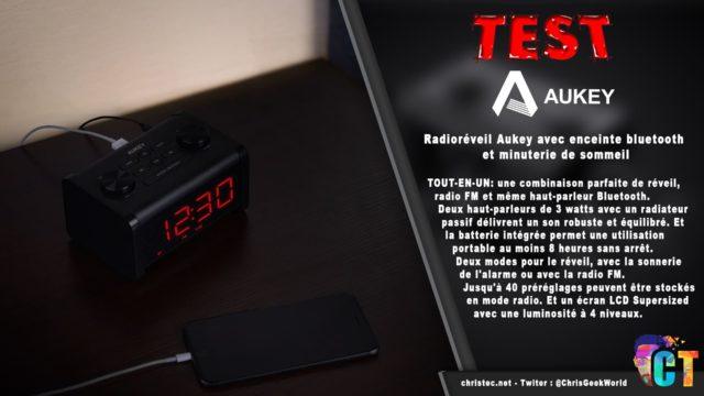 Test du radioréveil Aukey avec enceinte Bluetooth et minuterie de sommeil.