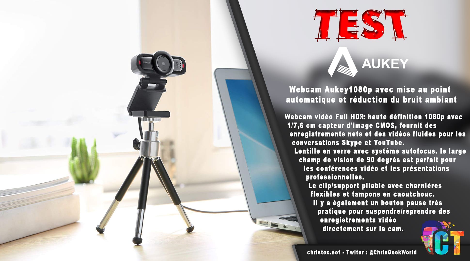 image en-tête Test de la Webcam 1080p Aukey avec mise au point automatique et réduction du bruit ambiant