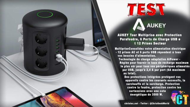 Test de la tour Multiprise Aukey avec protection parafoudre 6 Ports USB et 12 Prises Secteur