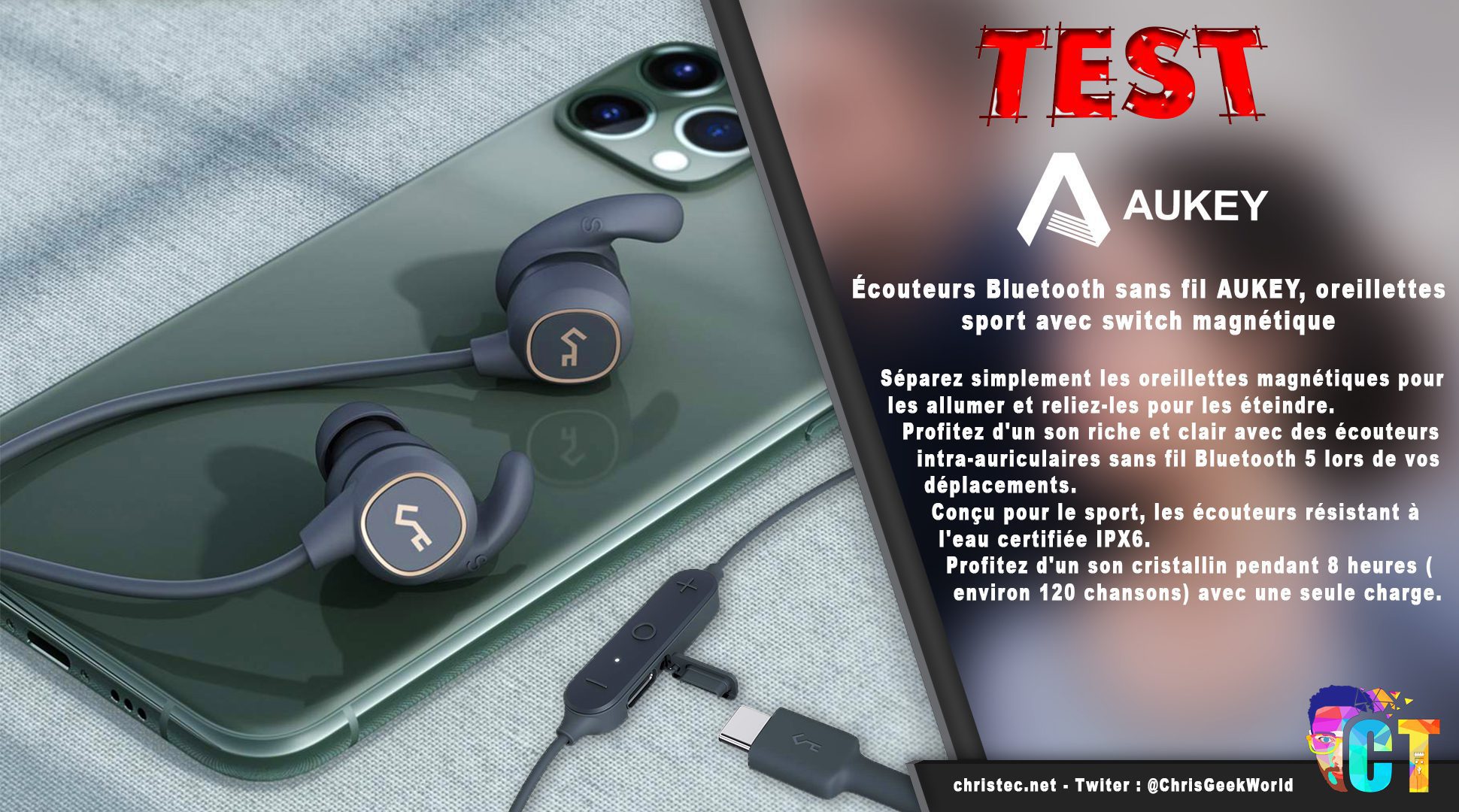 image en-tête Test des écouteurs Bluetooth EP-B60 AUKEY pour le sport