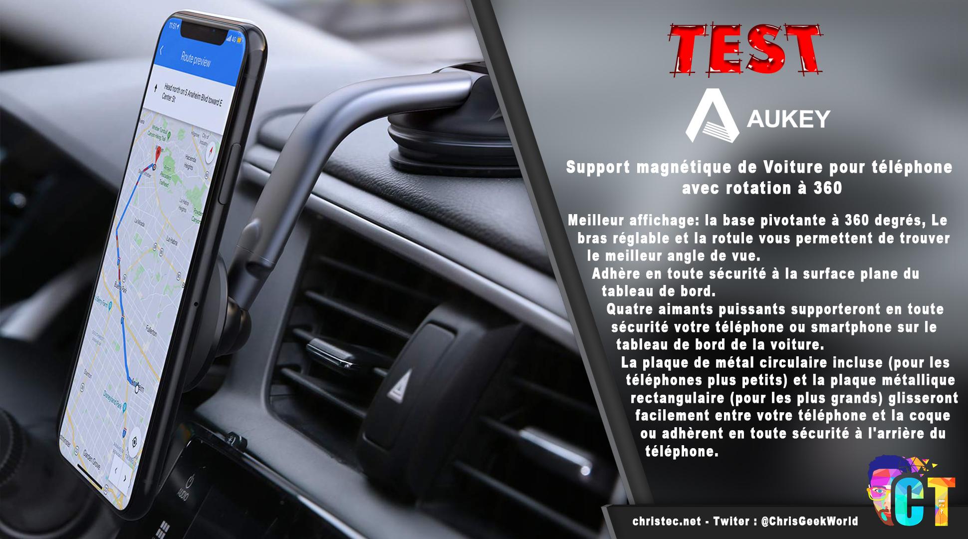 image en-tête Test du support de smartphone magnétique Aukey pour voiture