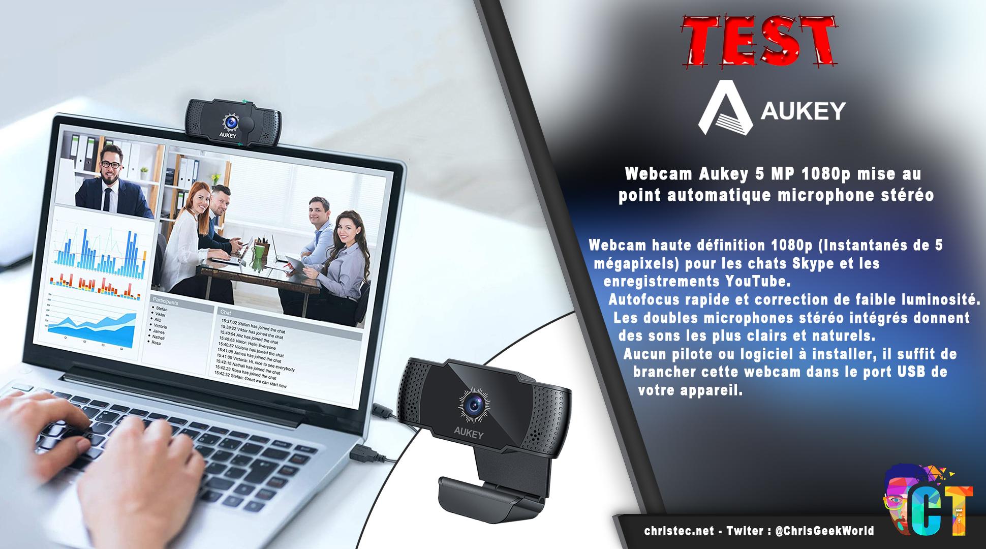 image en-tête Test de la webcam PC-LM4 de Aukey, 5 MP, 1080p avec mise au point automatique