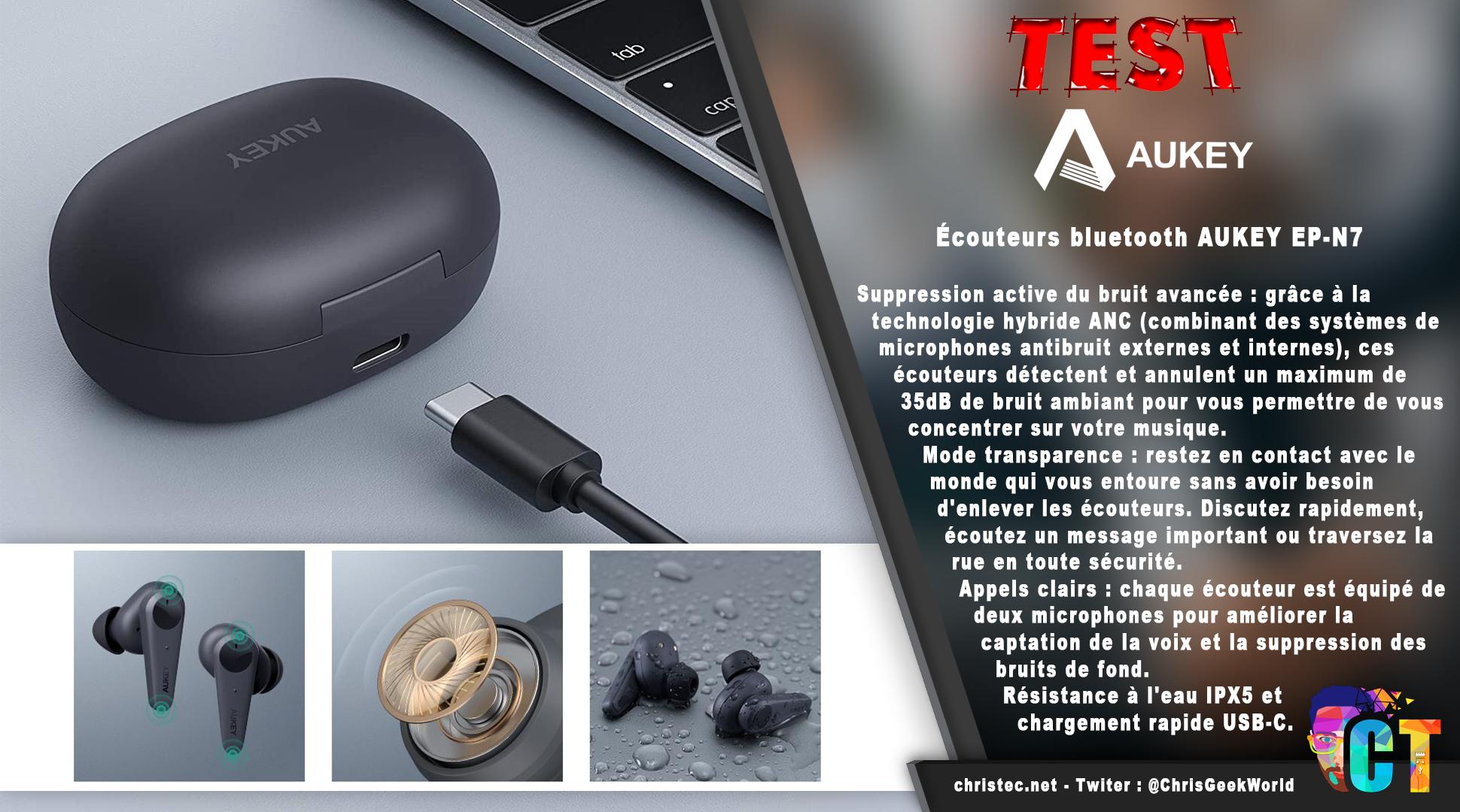 image en-tête Test des écouteurs Bluetooth Aukey EP-N7 avec réduction du Bruit active et mode transparence