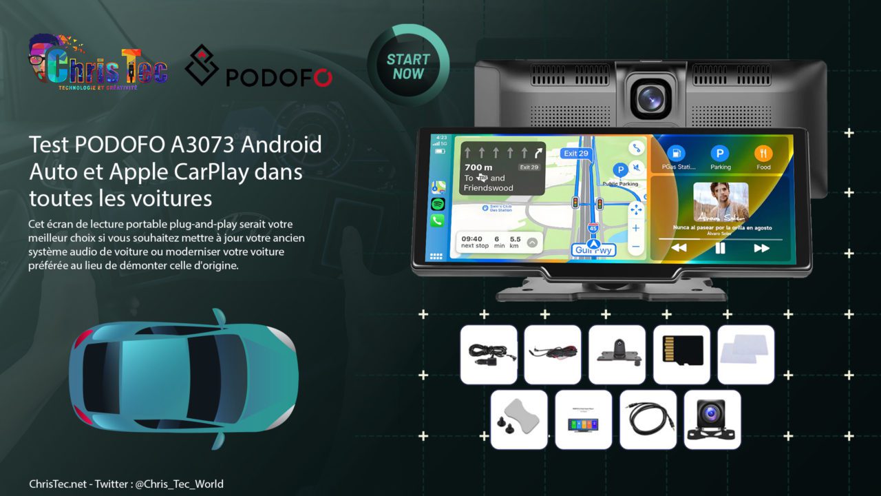 Test du Podofo A3076 l’écran qui ajoute Apple Carplay dans votre voiture