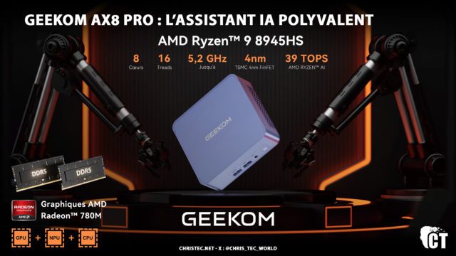 Mini PC GEEKOM AX8 Pro : L’assistant IA polyvalent