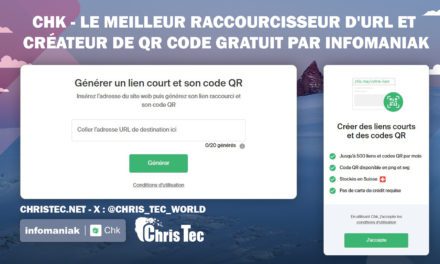 Chk – Le meilleur raccourcisseur d’URL et créateur de QR code gratuit par Infomaniak