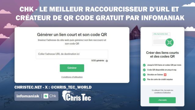 Chk – Le meilleur raccourcisseur d’URL et créateur de QR code gratuit par Infomaniak