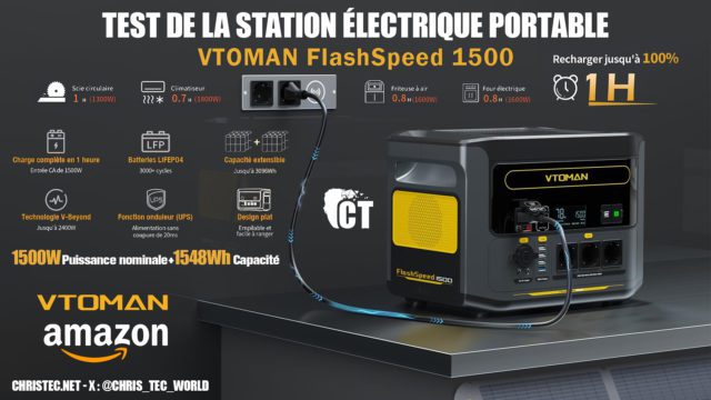 Test complet de la centrale électrique portable VTOMAN FlashSpeed 1500